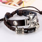 Fashionable and Durable Leather Bracelet with Retro Beads and Drawstring