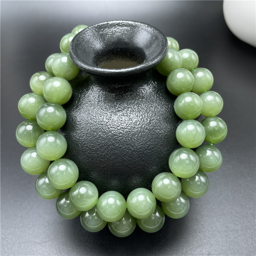 Jade Pendant Necklace for Women Gold Plated Bamboo Link Natural Hetian Green Jade Beads Choker Necklace Good Luck Jewelry Gifts for Her Valentine Birthday's Gifts