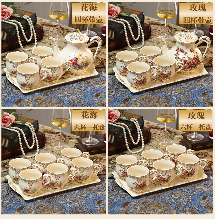 English Afternoon Tea Cup and Saucer Set – Red Ceramic Coffee Cup and Saucer Set with Spoon