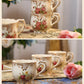Red Ceramic Tea Cup and Saucer Set with Spoon – Traditional European Style Coffee Cup and Saucer Set