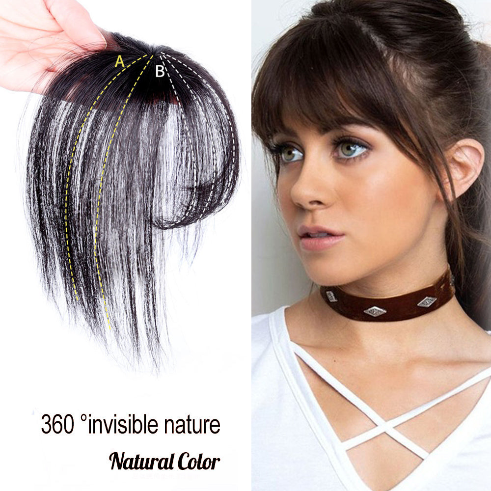 Hair Toppers Clip In Toppers with 3D Air Bangs Hair for Women Mini Short Straight Hair Bangs Hairpieces for Hair