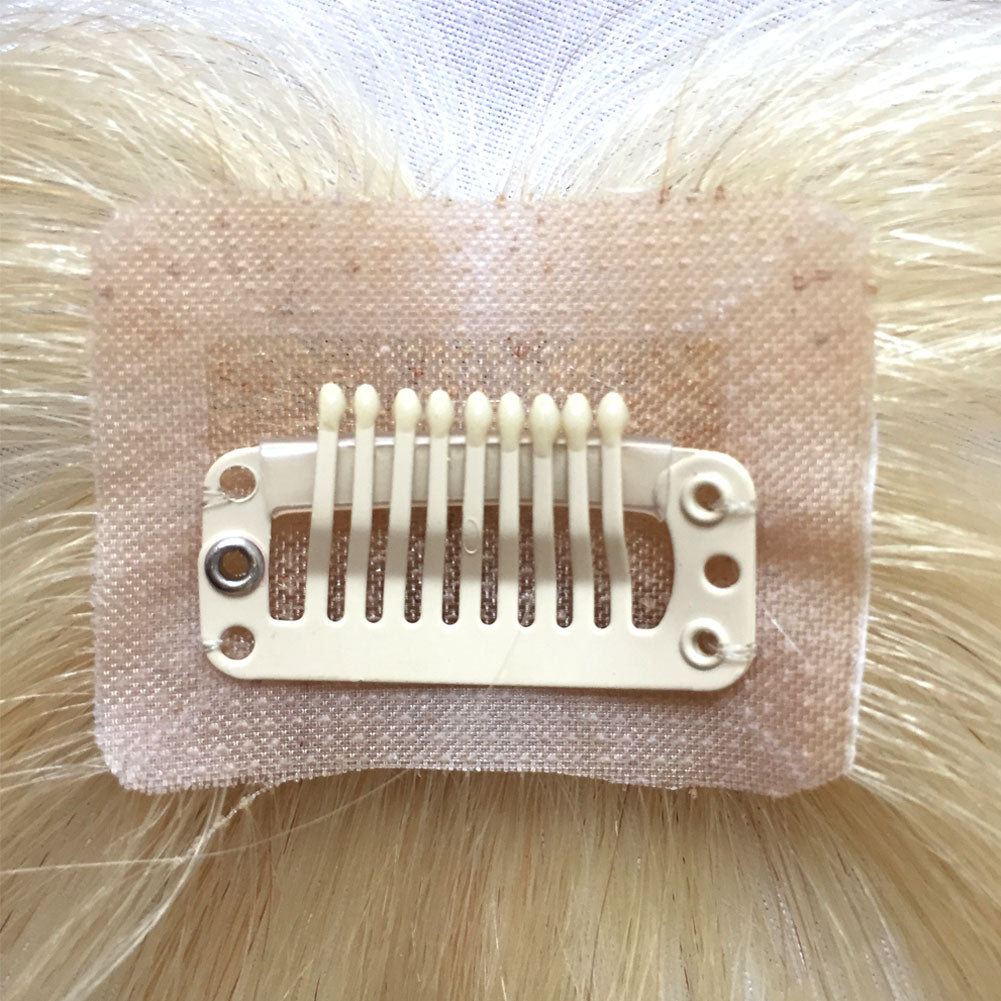 Bleach Blonde Bangs Hair Clip In Human Hair Toppers Seamless Hairpiece Toupee for Women