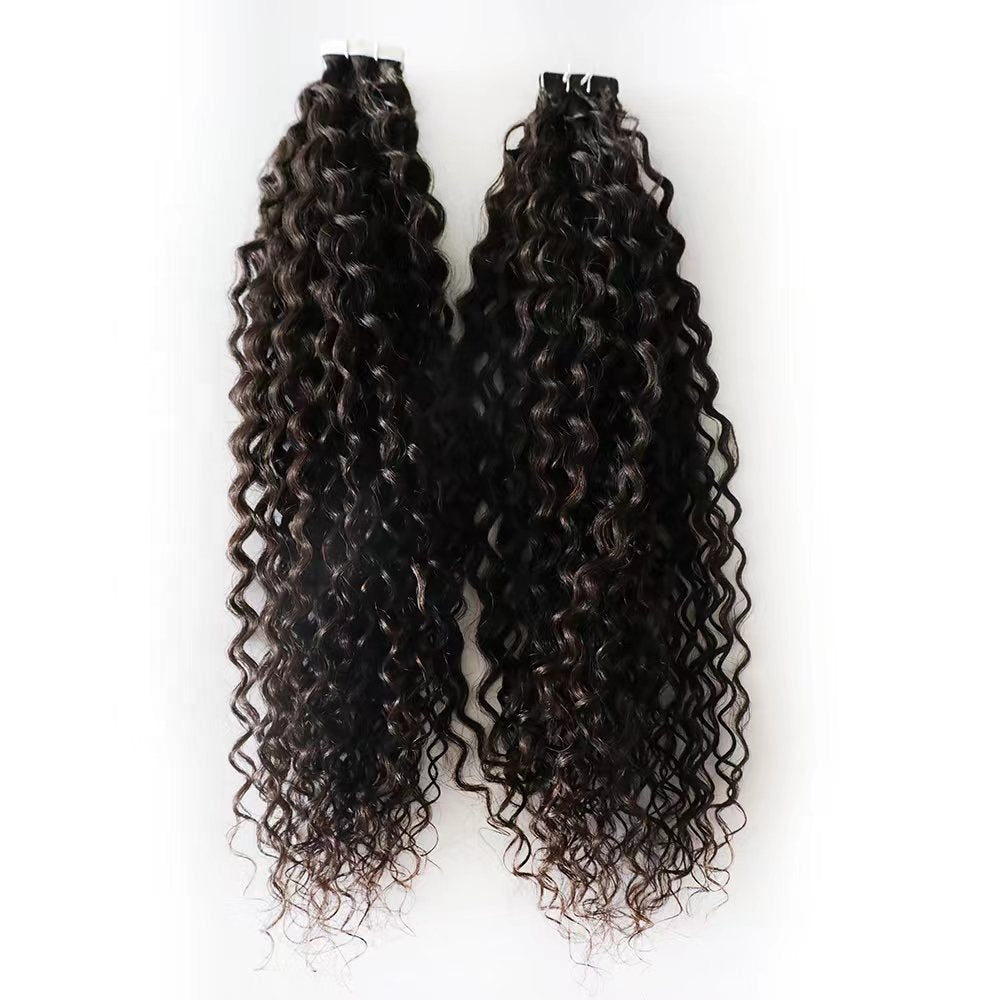 Kinky Curly Tape In Hair Extensions #613 Bleach BLonde Color