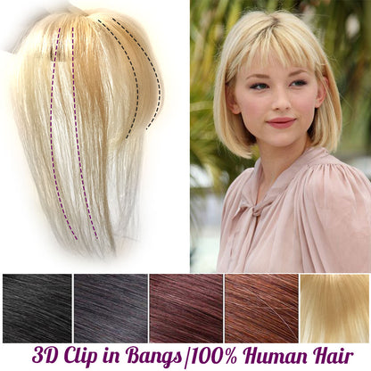 Bleach Blonde Bangs Hair Clip In Human Hair Toppers Seamless Hairpiece Toupee for Women