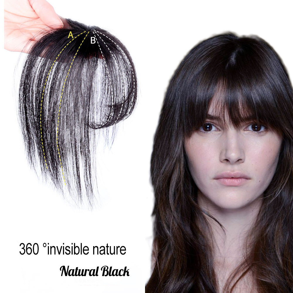 Clip In Bangs Hairpiece Human Hair Extensions Seamless 3D Hair Toppers for Women
